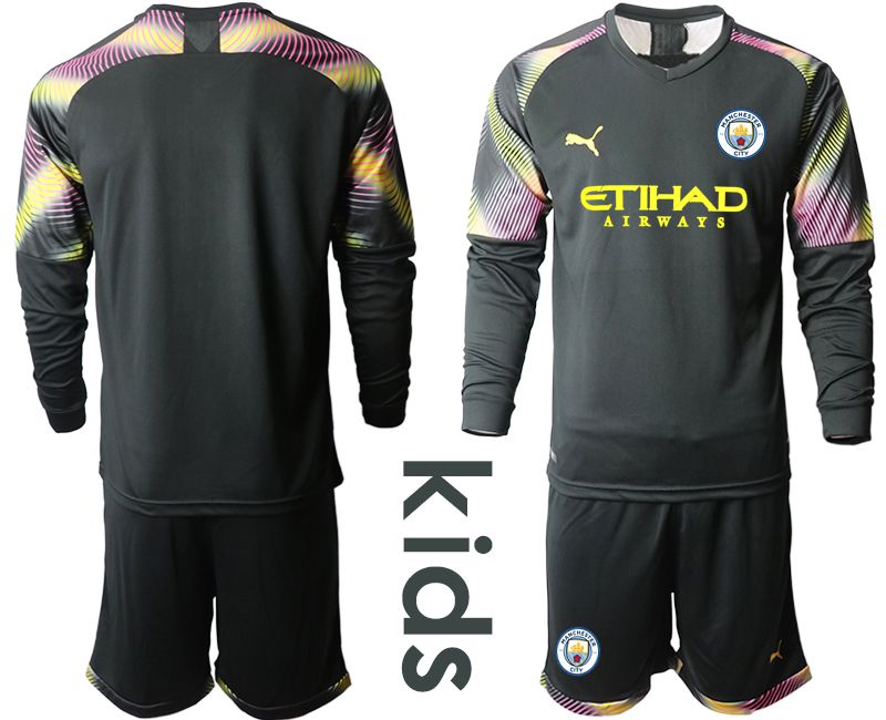 Youth 2019-2020 club Manchester City black goalkeeper Long sleeve Soccer Jerseys->manchester city jersey->Soccer Club Jersey